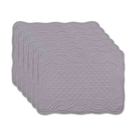 DII Quilted Farmhouse Collection Tabletop, Placemat Set, Gray, 6 Piece