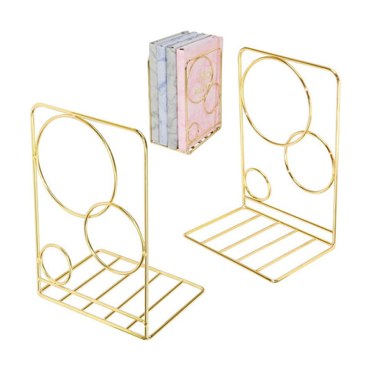 Metal Gold Bookends / Gold Circle / 5.3 x 3.9 x 7.6