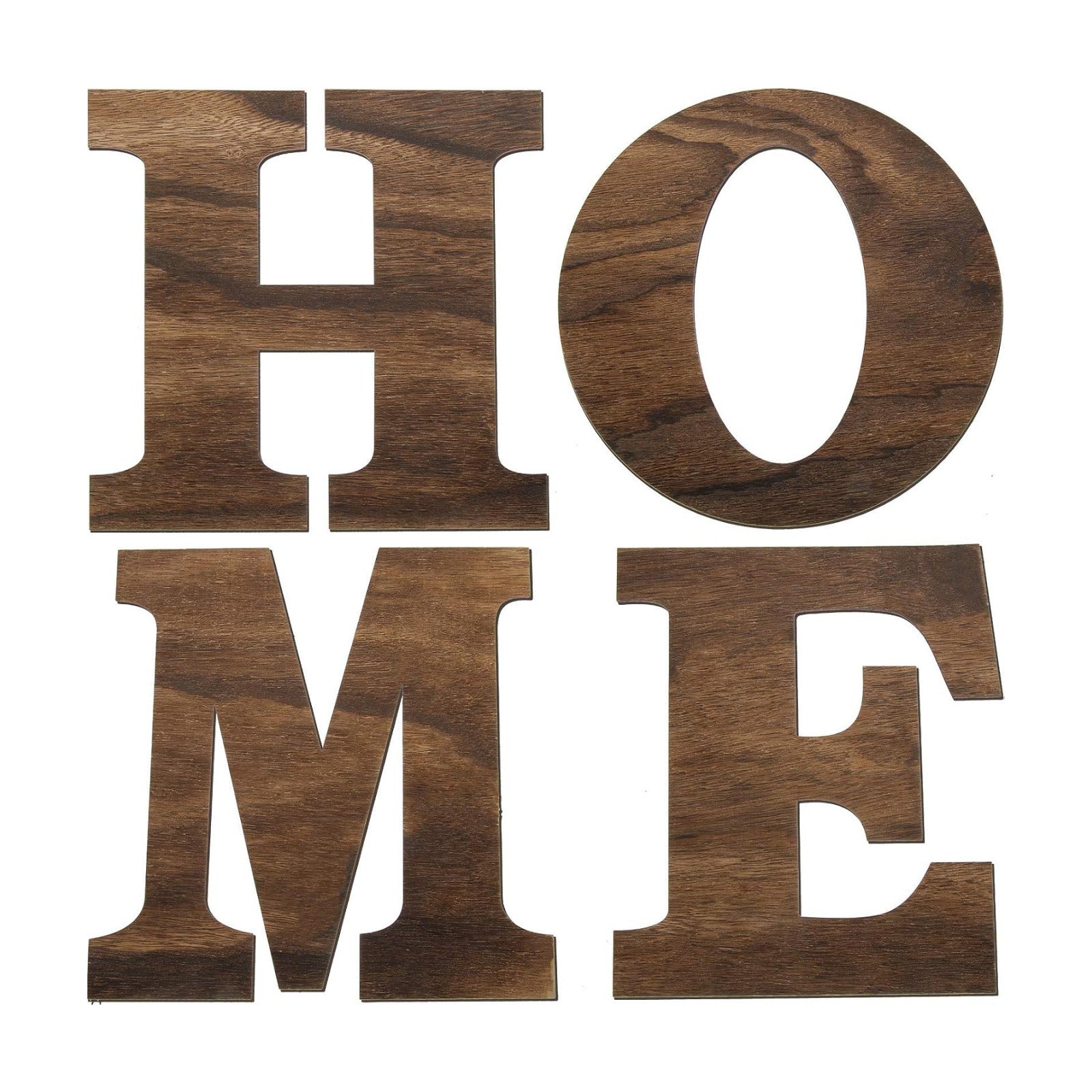 Wooden Home Sign Wall Hanging Decor Farmhouse Letters / Brown / 12 Inch / Set of 4