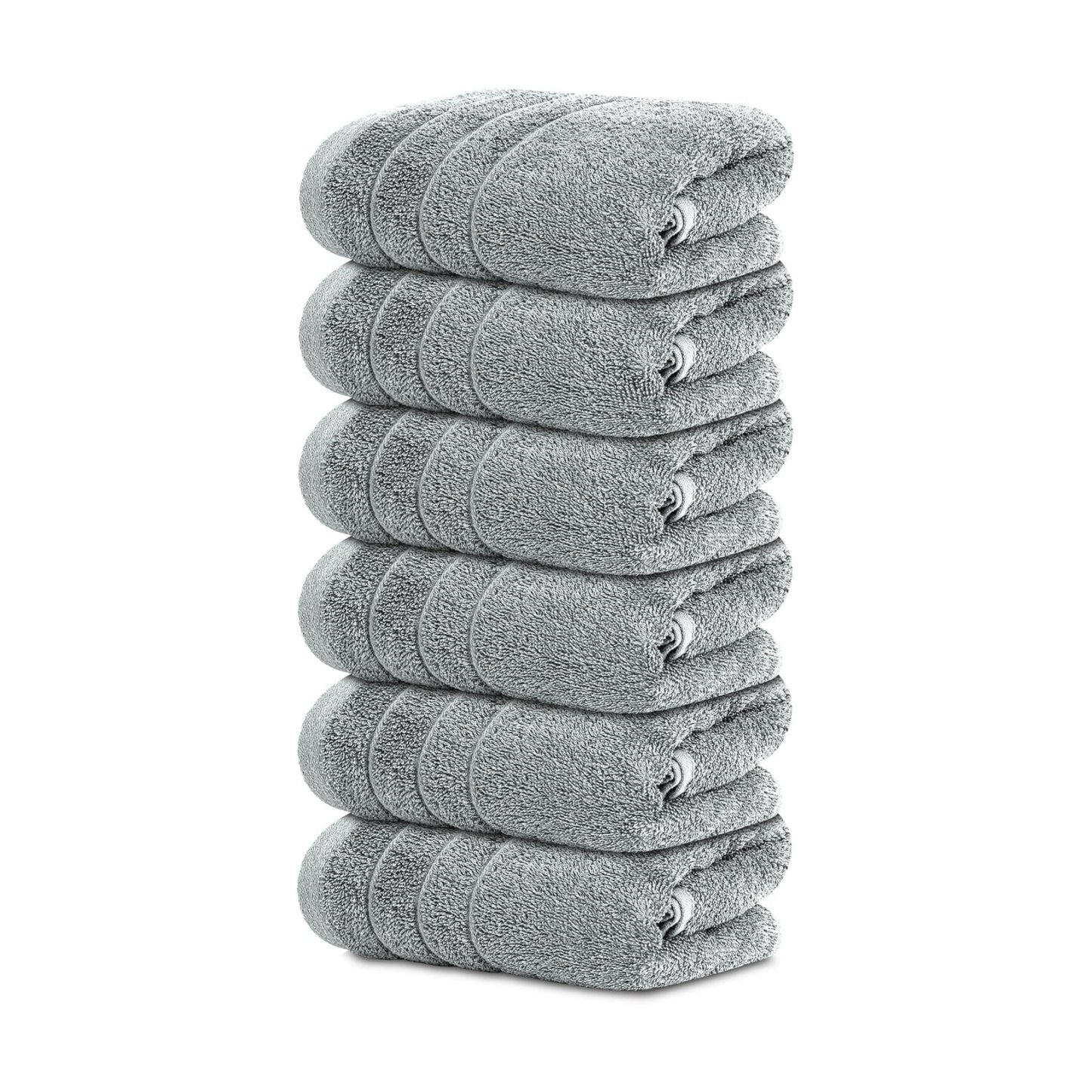 6 Piece Hand Towels Set 16 x 28 Inches, Cool Grey | 100% Cotton, Lighter Weight, Quick to Dry, 16 x 28 Inches, Super