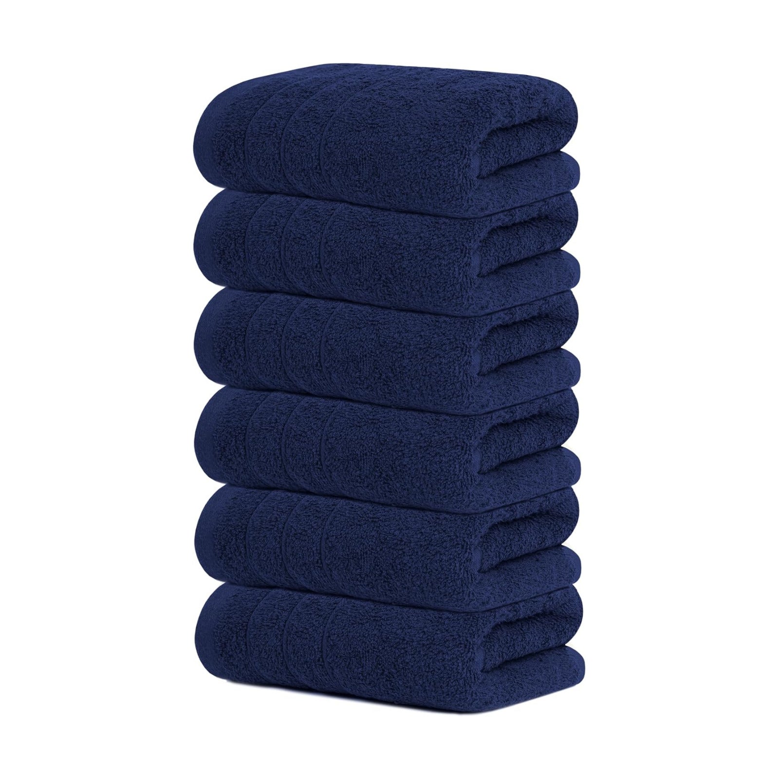 6 Piece Hand Towels Set 16 x 28 Inches, Navy | 100% Cotton, Lighter Weight, Quick to Dry, 16 x 28 Inches, Super Soft &