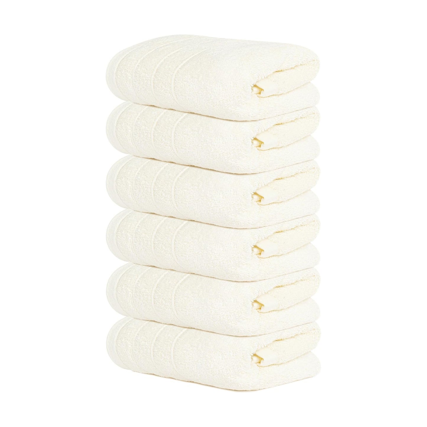 6 Piece Hand Towels Set 16 x 28 Inches, Cream | 100% Cotton, Lighter Weight, Quick to Dry, 16 x 28 Inches, Super Soft &