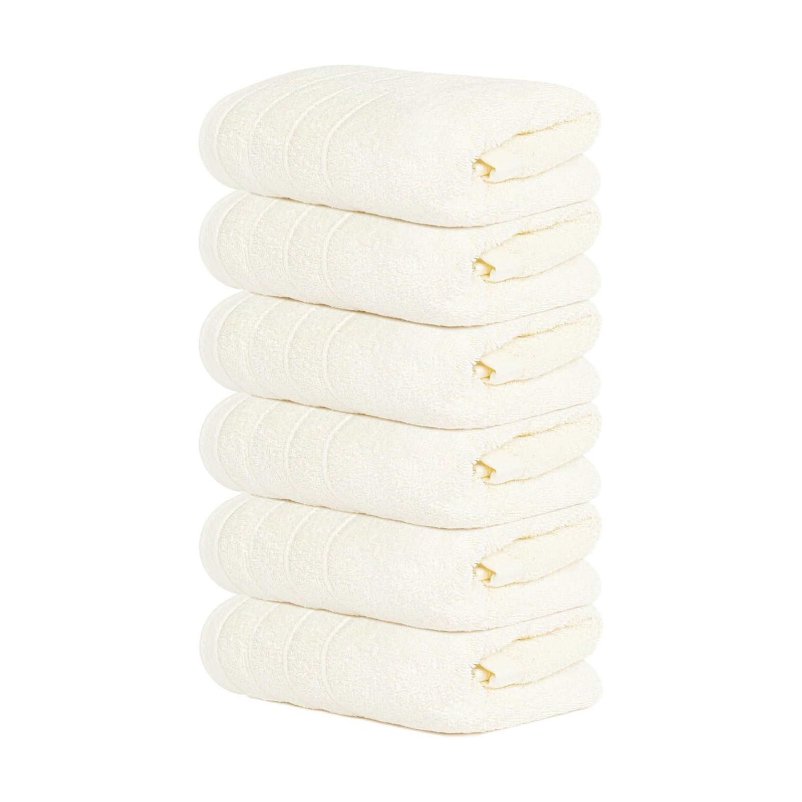 6 Piece Hand Towels Set 16 x 28 Inches, Cream | 100% Cotton, Lighter Weight, Quick to Dry, 16 x 28 Inches, Super Soft &