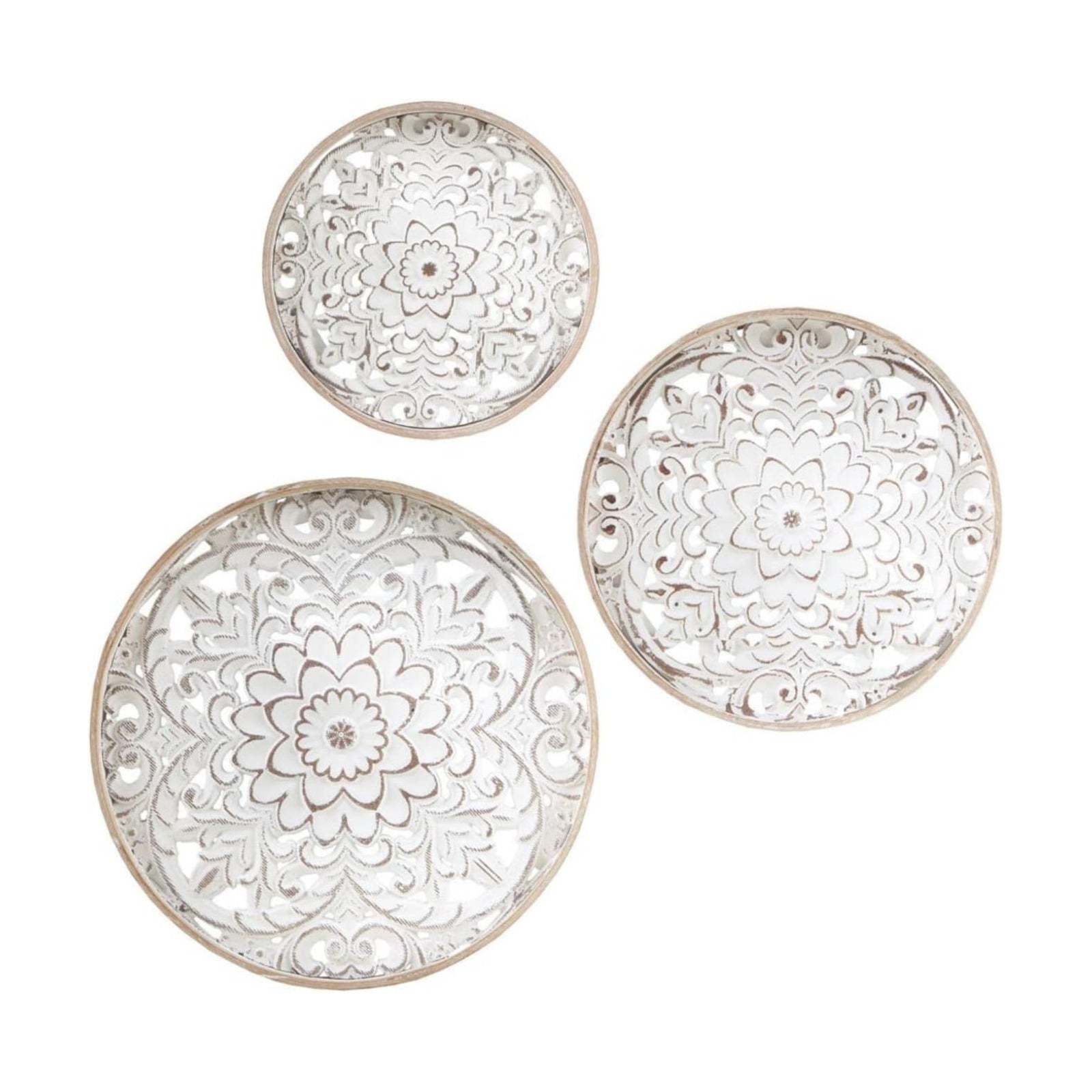 Real Fir Wood Round Design / Medallion Trio
