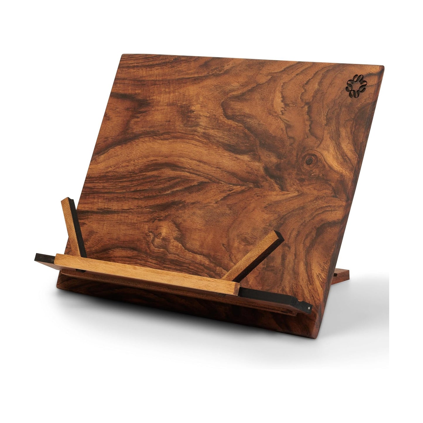 TILISMA Wooden Cook Book Stand – Handmade Walnut Book Holder for Reading Hands Free – Cookbook Stand for Kitchen