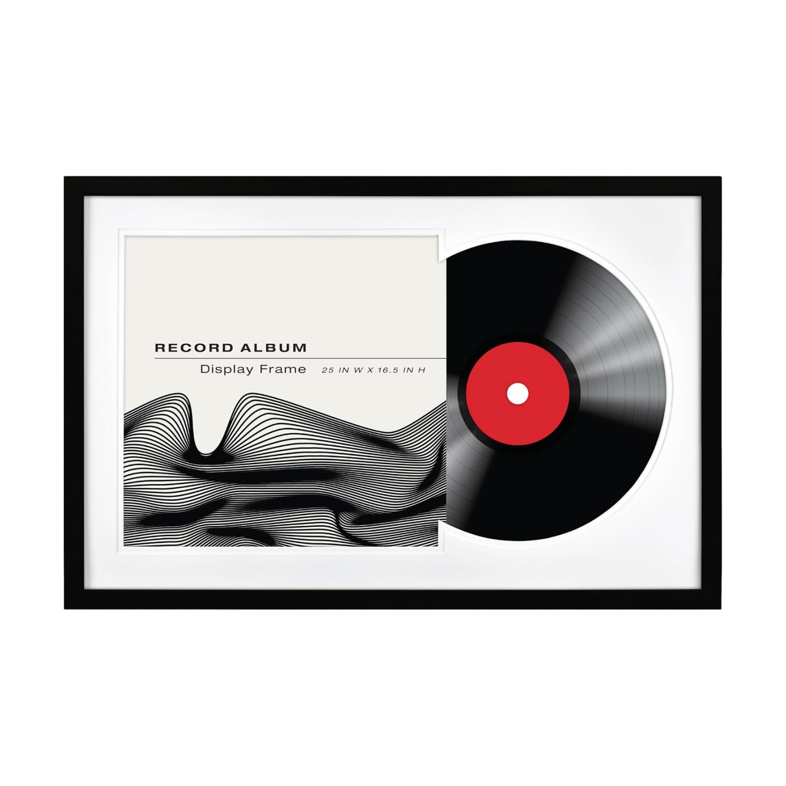 MCS Double Matted Record Album Frame, 16.5x25, Black With White Mat | Double Matted Frame Displays Vinyl LP Record And