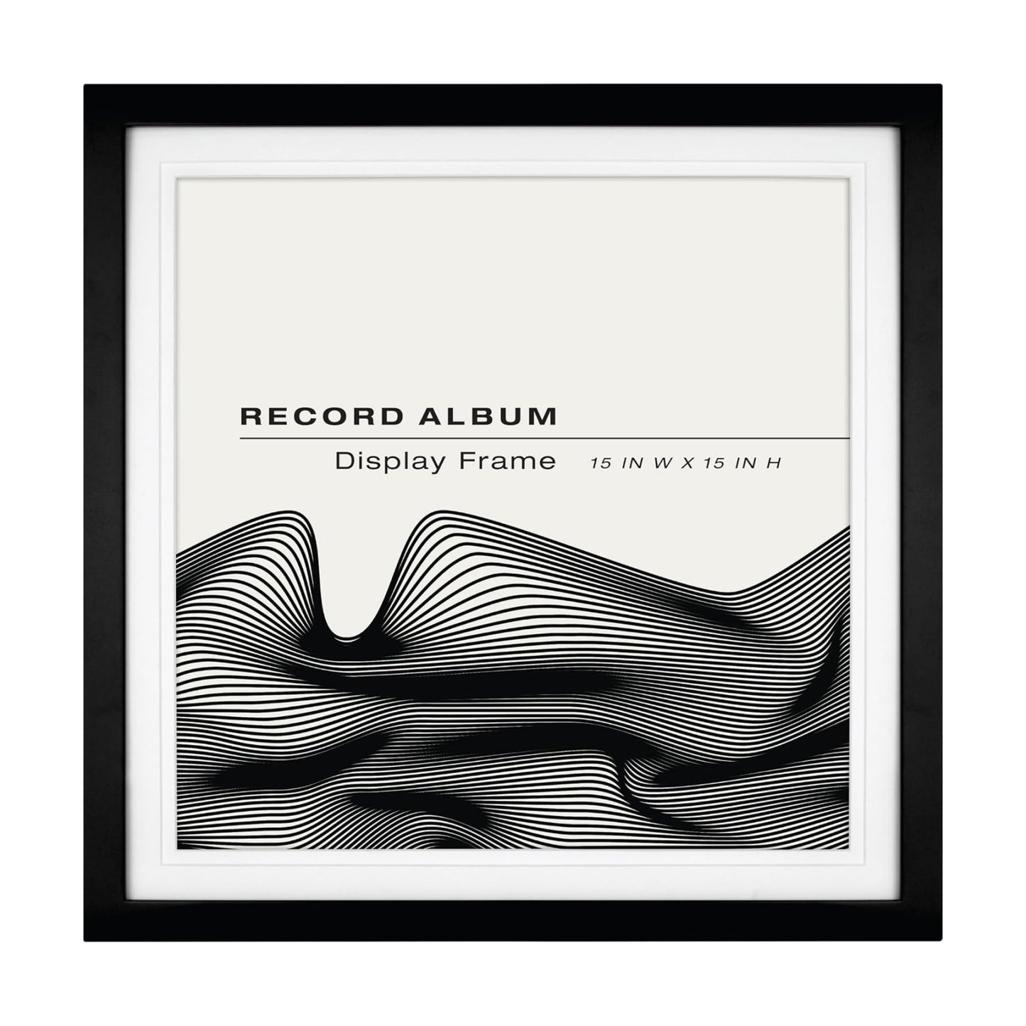 MCS Single Matted Record Album Frame, 15x15, Black | Single Matted Frame Displays Vinyl LP Record And Jacket For Album