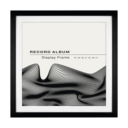 MCS Single Matted Record Album Frame, 15x15, Black | Single Matted Frame Displays Vinyl LP Record And Jacket For Album