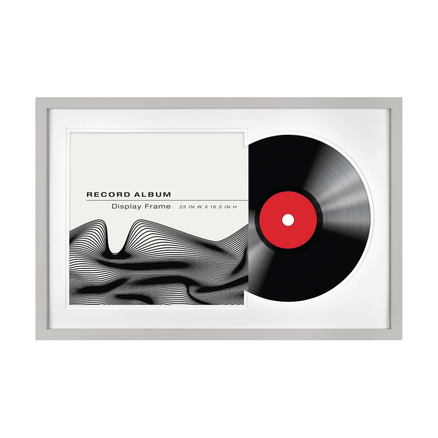 MCS Double Matted Record Album Frame, 16.5x25, Gray | Double Matted Frame Displays Vinyl LP Record And Jacket For Album