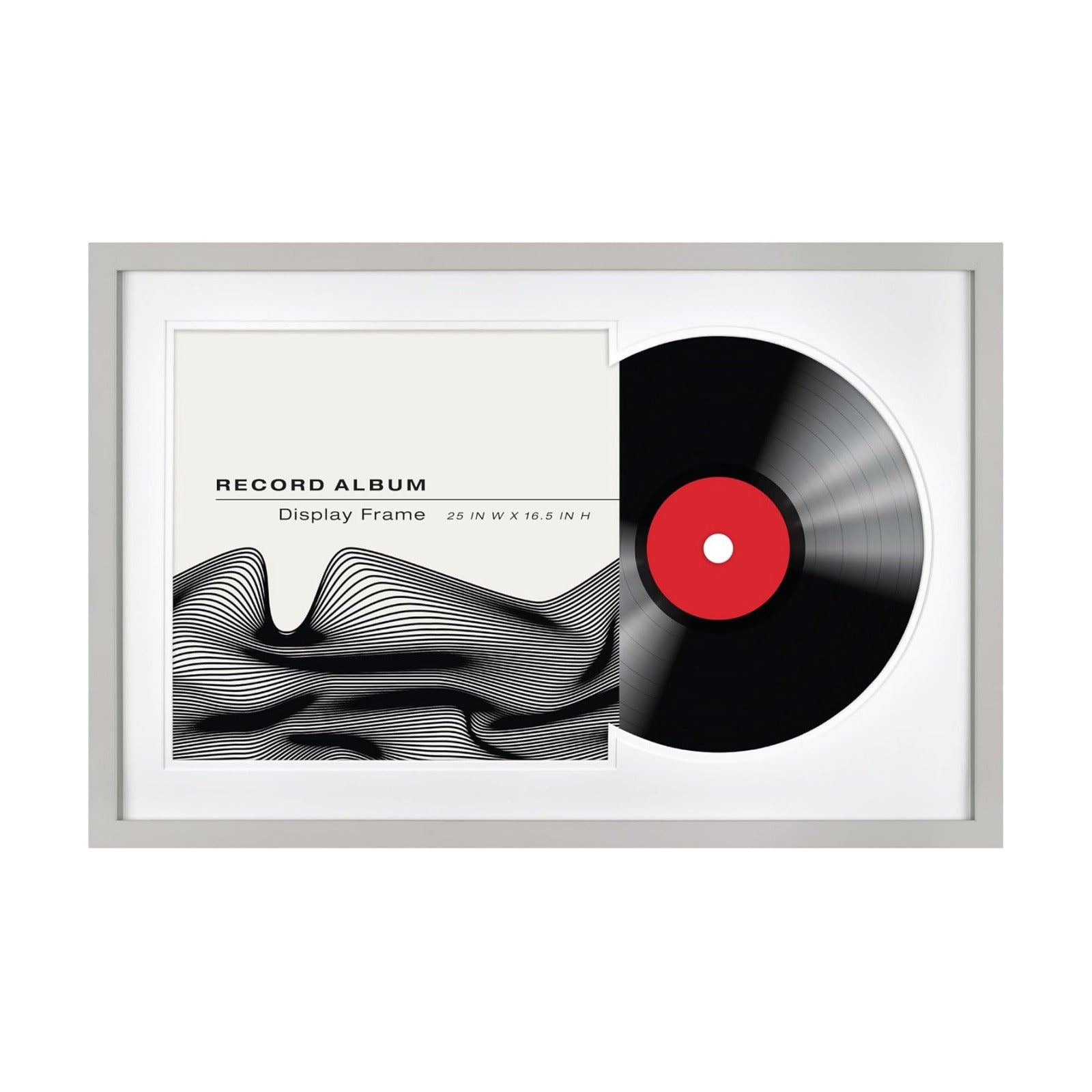 MCS Double Matted Record Album Frame, 16.5x25, Gray | Double Matted Frame Displays Vinyl LP Record And Jacket For Album