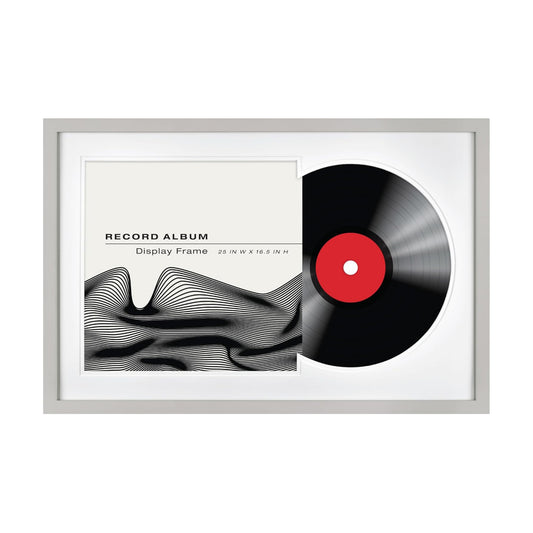 MCS Double Matted Record Album Frame, 16.5x25, Gray | Double Matted Frame Displays Vinyl LP Record And Jacket For Album