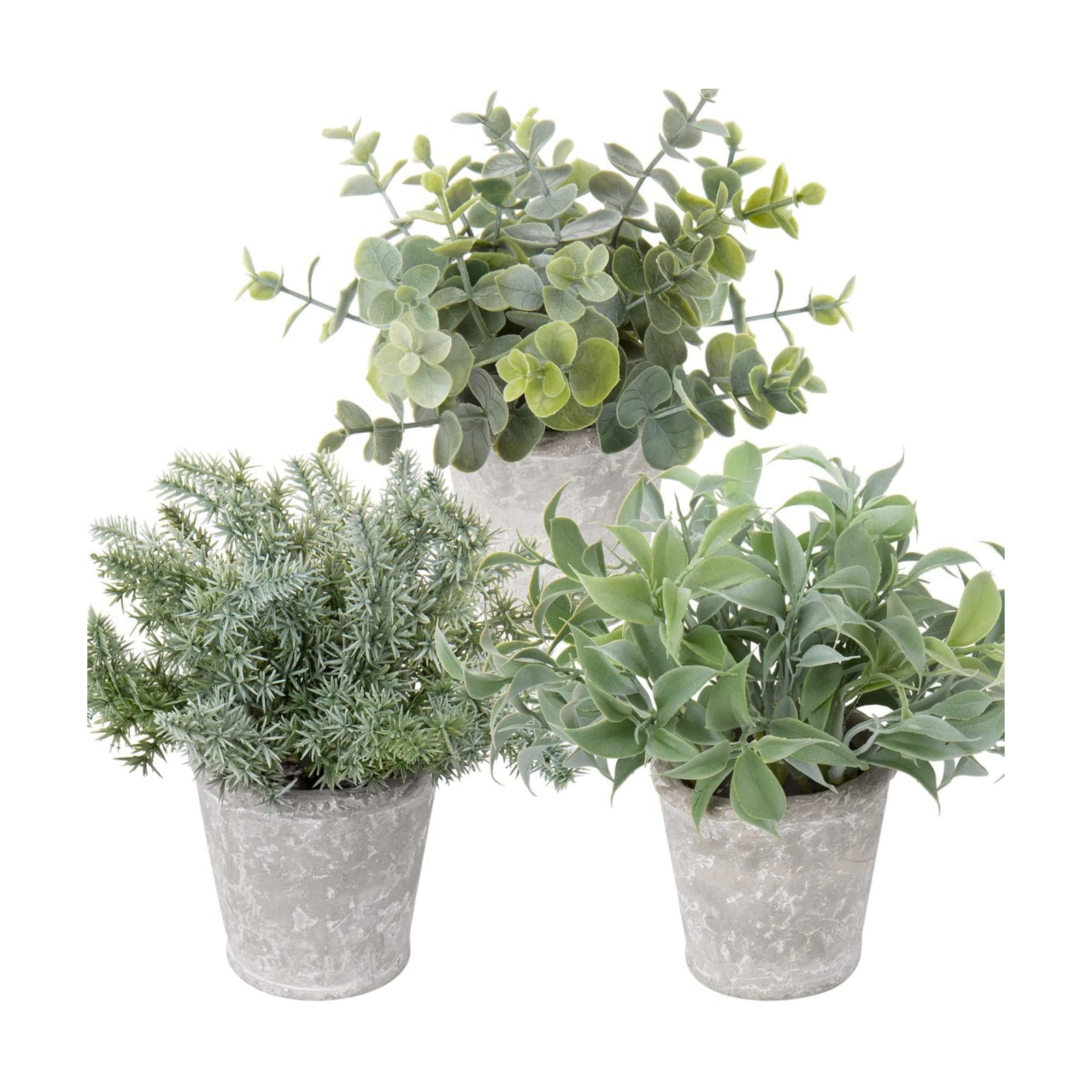 Small Fake Plant Decor Artificial Potted Plants Faux Eucalyptus Rosemary / /green#0017 / Set of 3