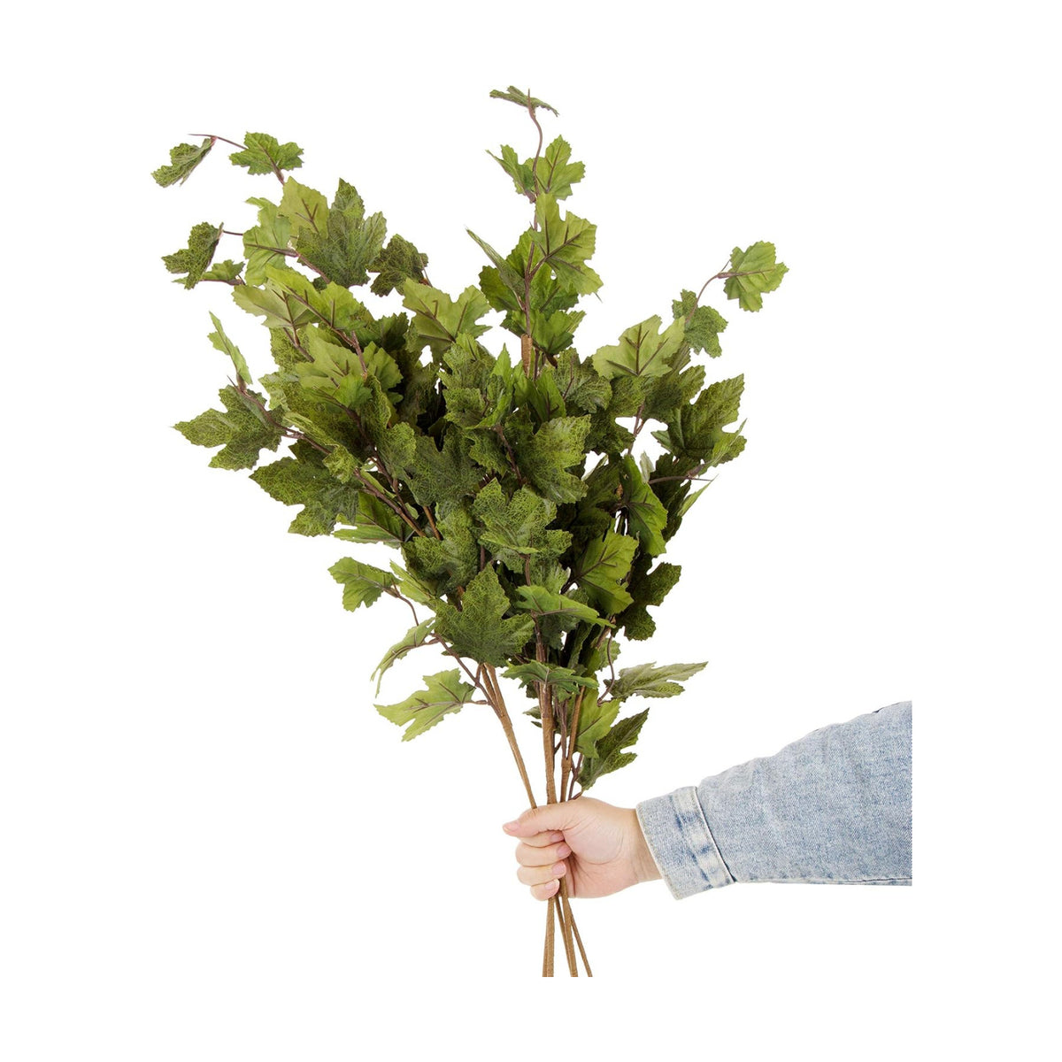 6pcs Artificial Maple Tree Branches, 32 Inch Faux Autumn Leaves Stems for Fall Vase Arrangements, Centerpieces, Harvest Wreaths, and Home Decorations,Dark Green