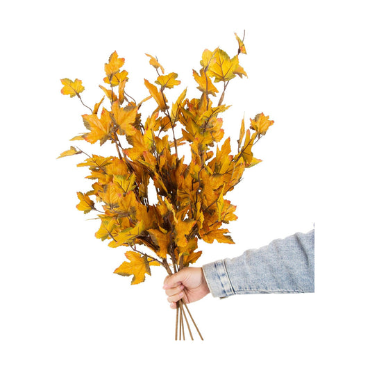 6pcs Artificial Maple Tree Branches, 32 Inch Faux Autumn Leaves Stems for Fall Vase Arrangements, Centerpieces, Harvest Wreaths, and Home Decorations,Yellow