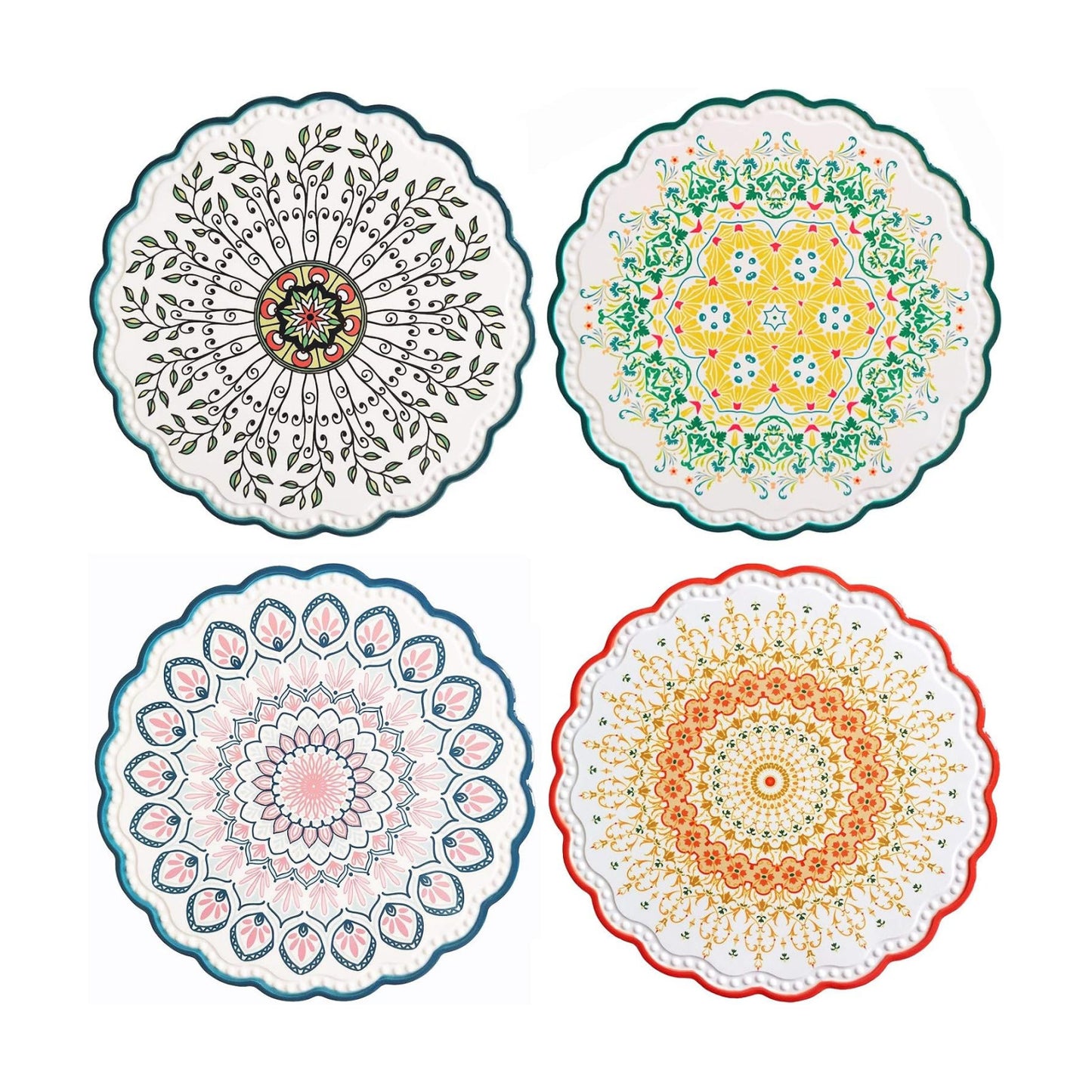 Ceramic Trivets for Hot Pots and Pans, Heat Resistant Mats, Trivets for Hot Dishes with Beautiful Flower Patterns and