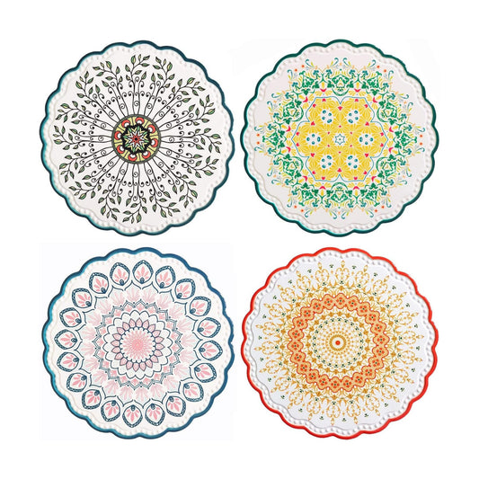 Ceramic Trivets for Hot Pots and Pans, Heat Resistant Mats, Trivets for Hot Dishes with Beautiful Flower Patterns and