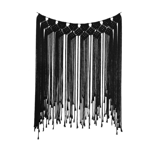 Macrame Wall Hanging Modern Chic Woven Wall Art Tapestry Boho Wedding Living Room Gallery / Black