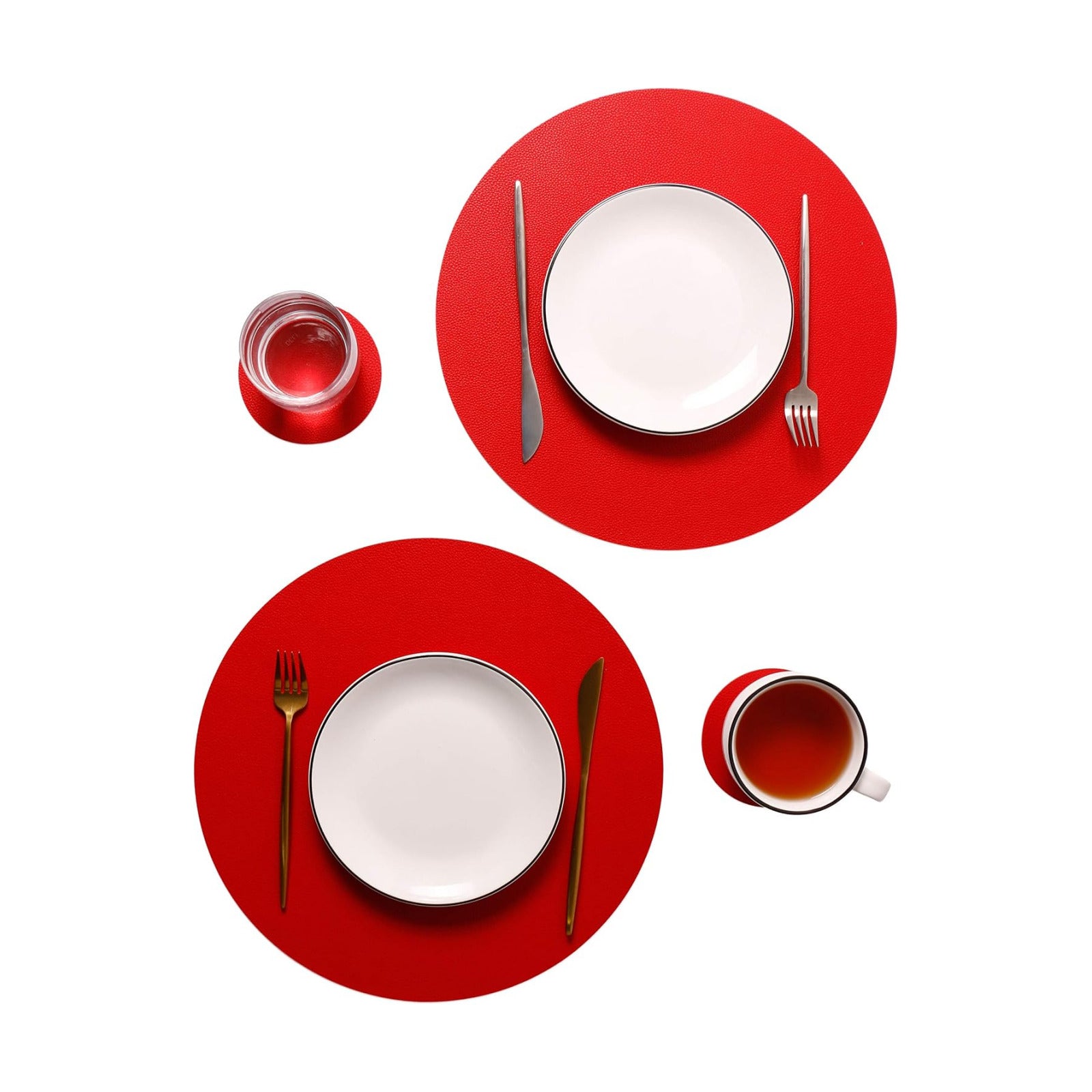 Wipeable Placemats and Coasters Leather Table Mats Waterproof Heat-Resistant Easy to Clean for Dining Table Set Kitchen