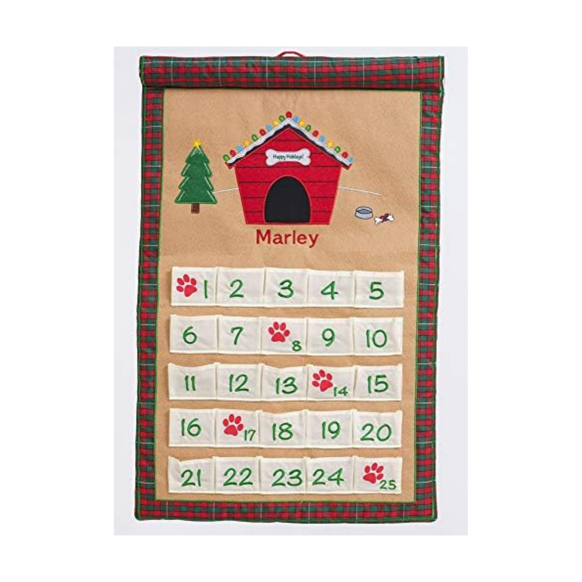 Personalized Dog Advent Calendar by Pockets of Learning | Interactive Canine Dog Countdown | Festive Pet Christmas Holiday Décor | Pet Seasonal Fabric Cloth Wall Hanging Décor
