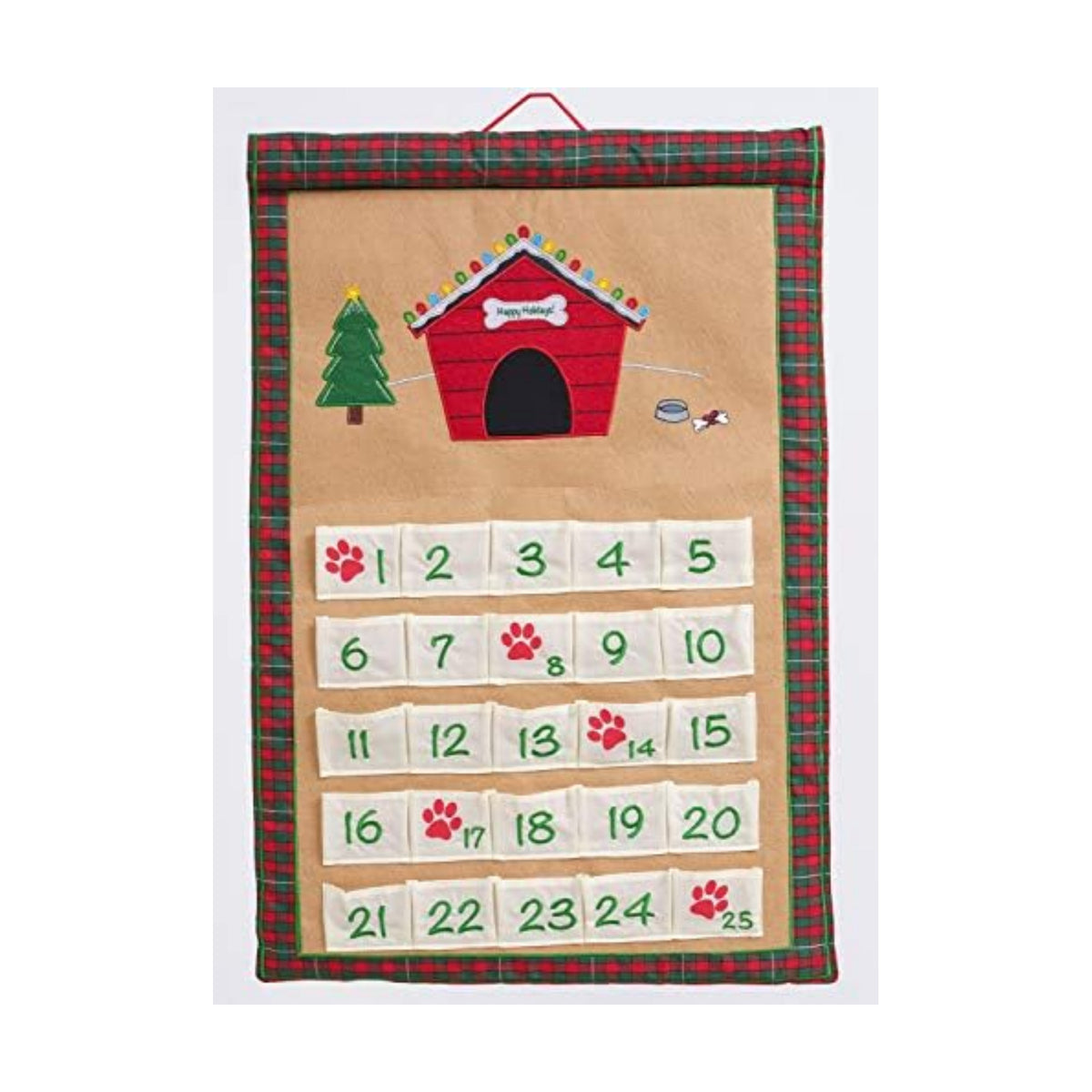 Dog Advent Calendar by Pockets of Learning | Interactive Canine Dog Countdown | Festive Pet Christmas Holiday Décor | Pet Seasonal Fabric Cloth Wall Hanging Décor