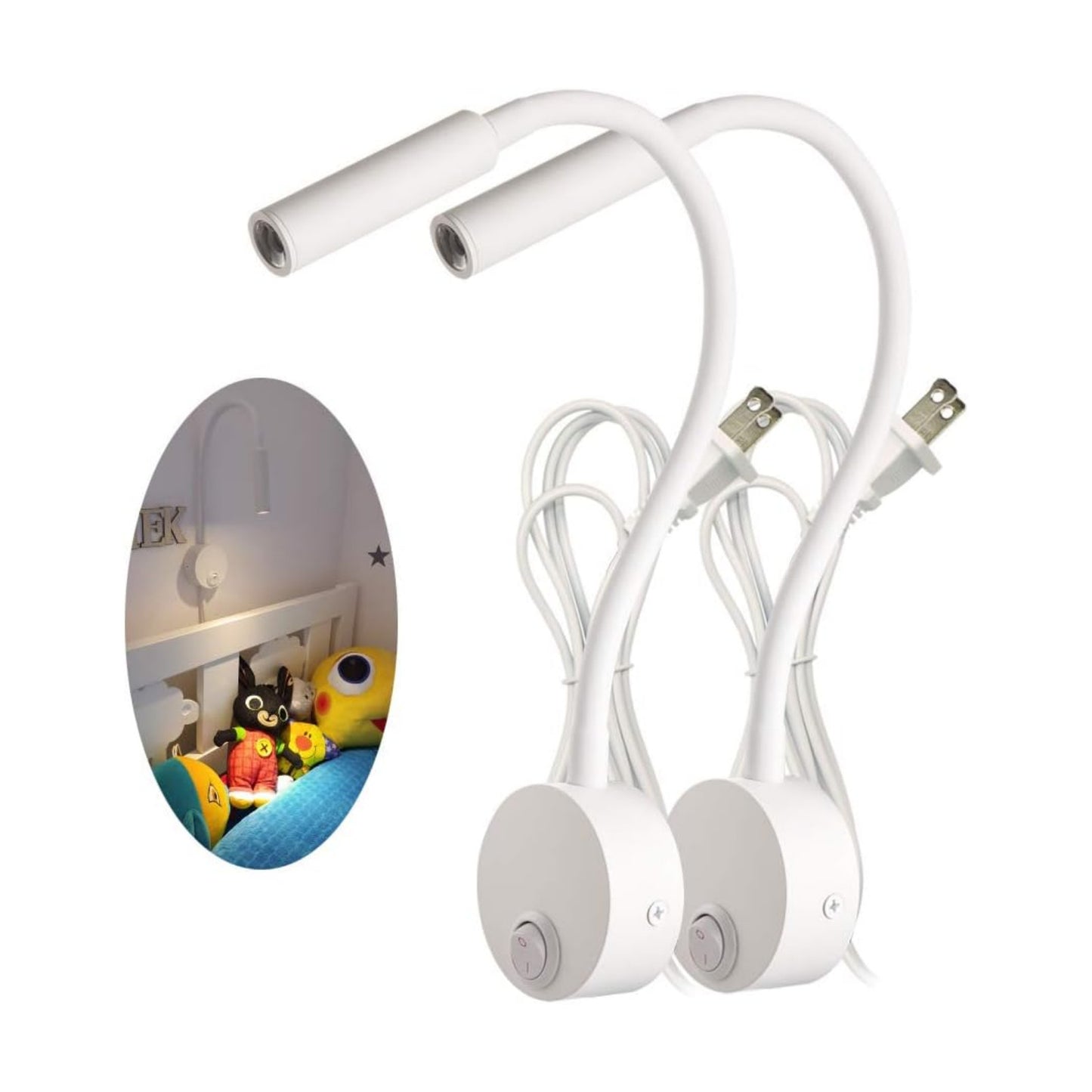 2-Pack Bed Reading Light Wall Mount Lamp, Flexible Neck Reading Lamps, Warm White 3000K Spot Light for Hotel, Marine