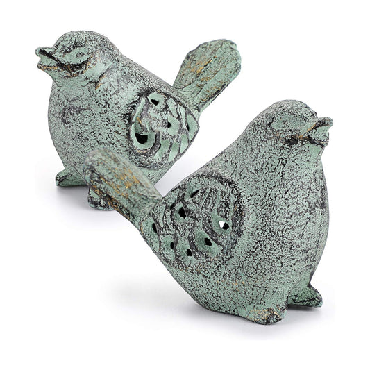 Hollow Carved Bird Figurines / Green / Set of 2