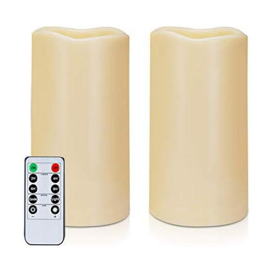Amagic Waterproof Flameless Candles, Outdoor LED Pillar Candle Set of 2