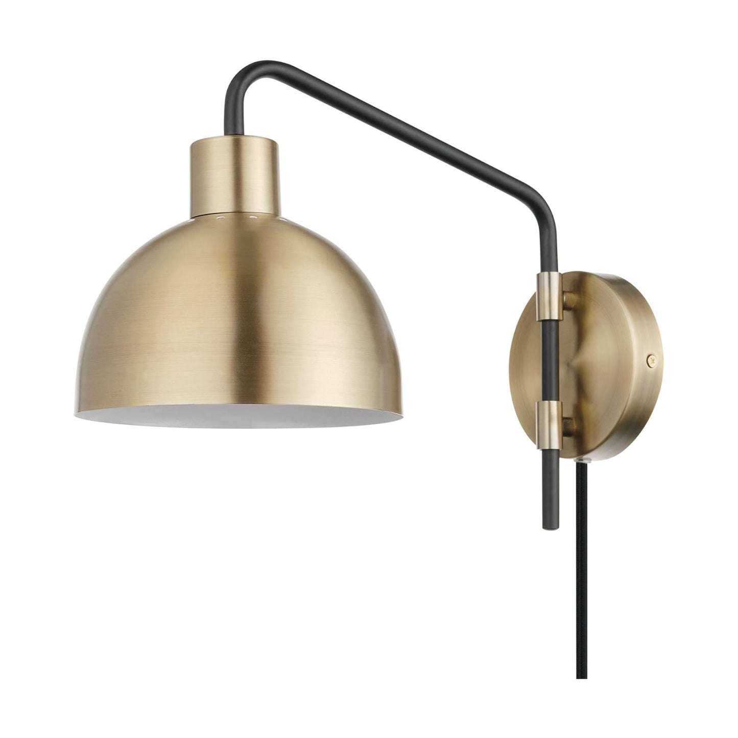 Globe Electric 1-Light Antique Brass Plug-in or Hardwire Wall Sconce with in-Line On/Off Switch
