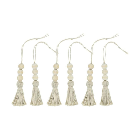 Cotton Thread Wood Bead Decoration Tassels Hanging Ornaments for Door Handle / 14.17 Inch / Set of 6