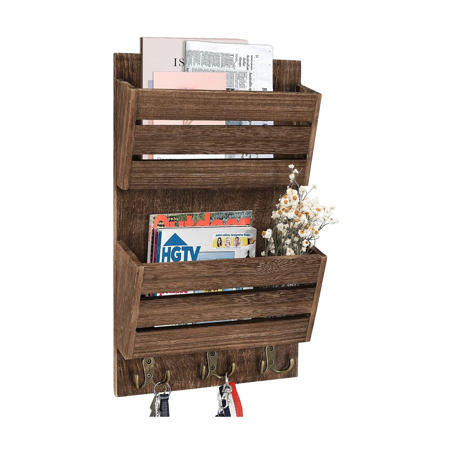 Cedar Wood Key Holder for Letters / Brown