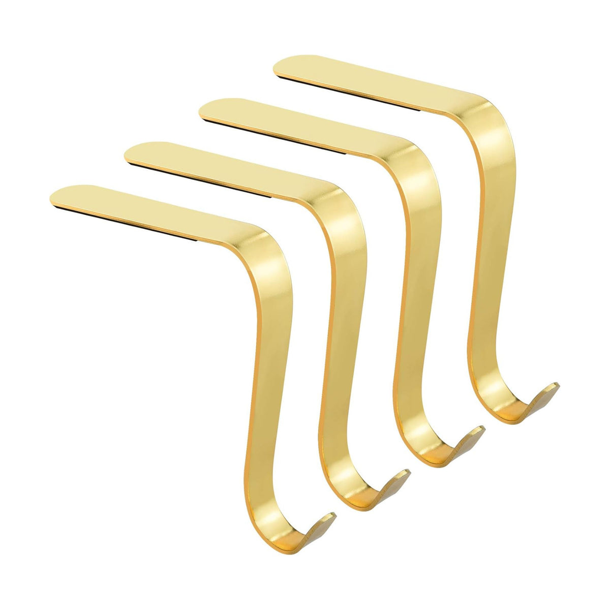 Christmas Stocking Holders Metal Stocking Hangers Non-Slip Christmas Stocking Hooks for Fireplace Mantle (Gold)