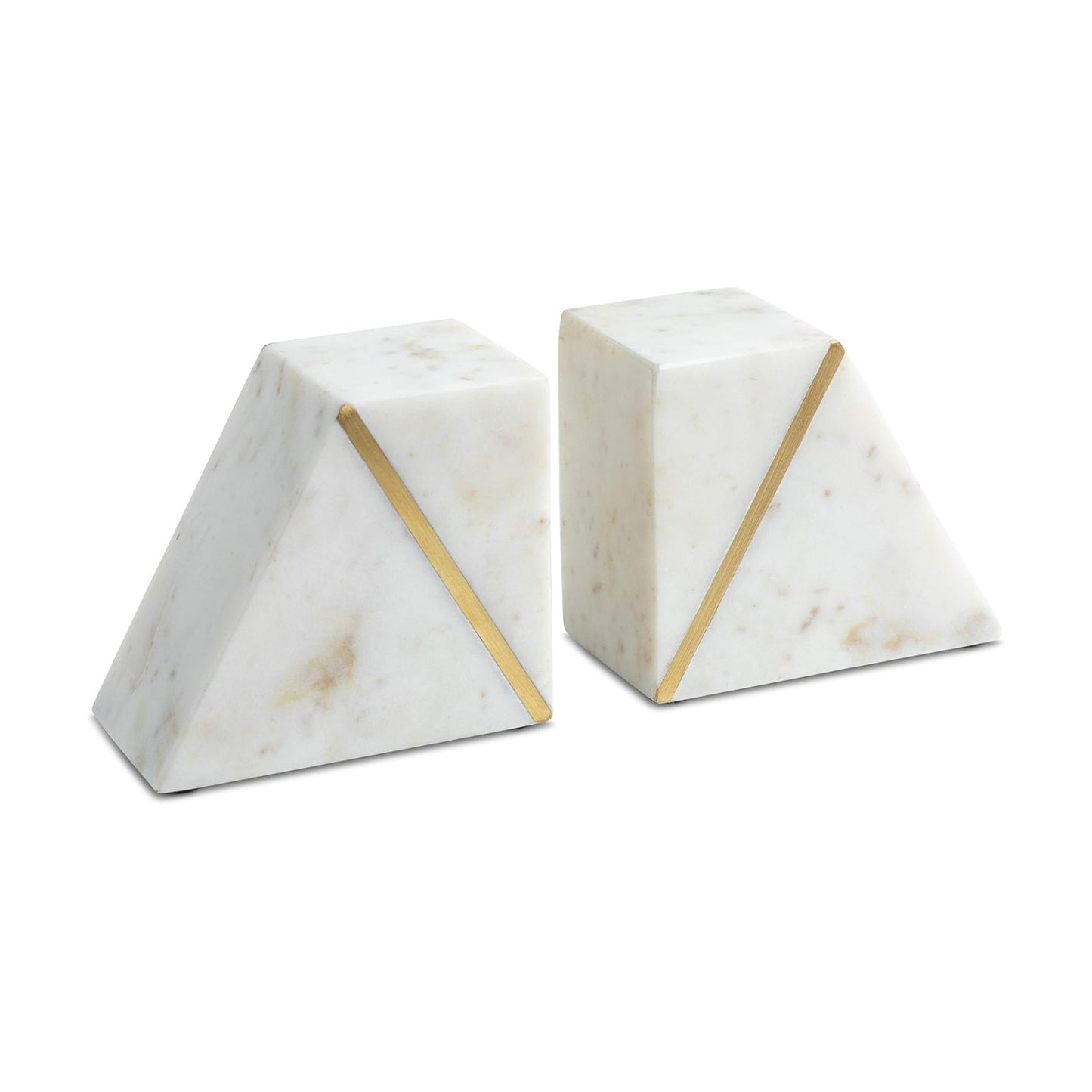 Marble Book Ends / White + Brass