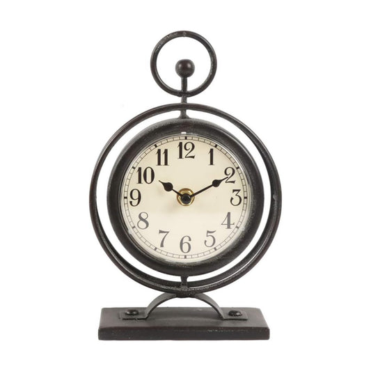 Small Vintage Metal Desk Clock, Decorative Table Clock for Living Room, Silent Mantel Clocks Farmhouse Shelf Decor