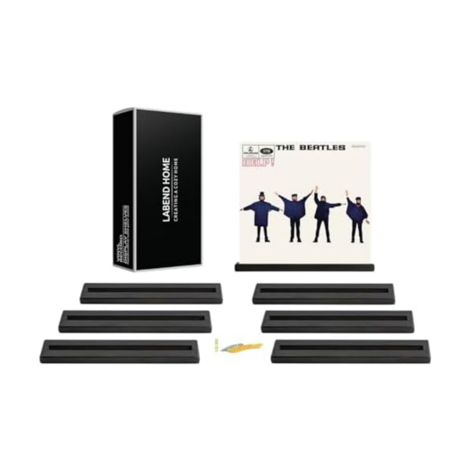Vinyl Record Display Shelf - Set of 8 Floating LP Album Shelves for Wall Display - Solid Pine Wood - Wall Mount