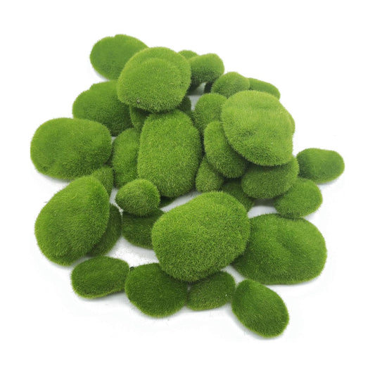 Artificial Moss Rocks / Green / Set of 40