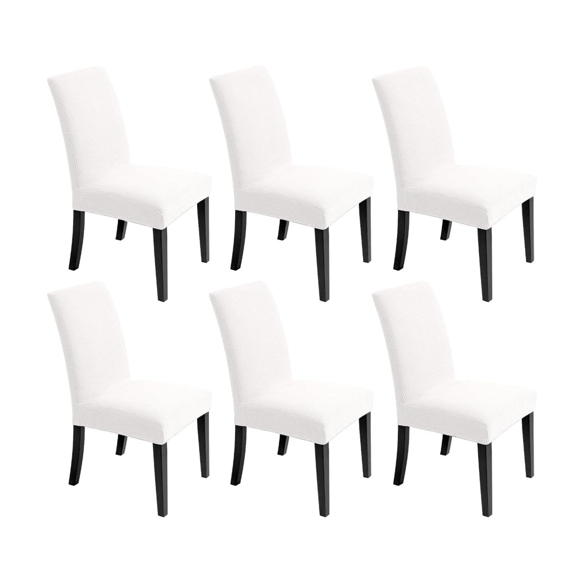 Chair Covers for Dining Room - Stretch Chair Slipcovers for Decorative Seat Protector Armless Removable Washable Elastic Dinner Universal Spandex Solid Chair Slip Covers Set (Cream,6)