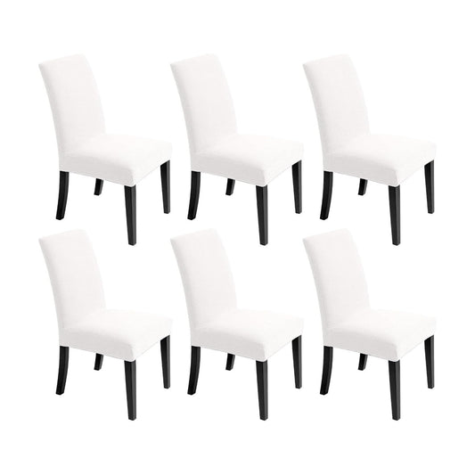 Chair Covers for Dining Room - Stretch Chair Slipcovers for Decorative Seat Protector Armless Removable Washable Elastic Dinner Universal Spandex Solid Chair Slip Covers Set (Cream,6)