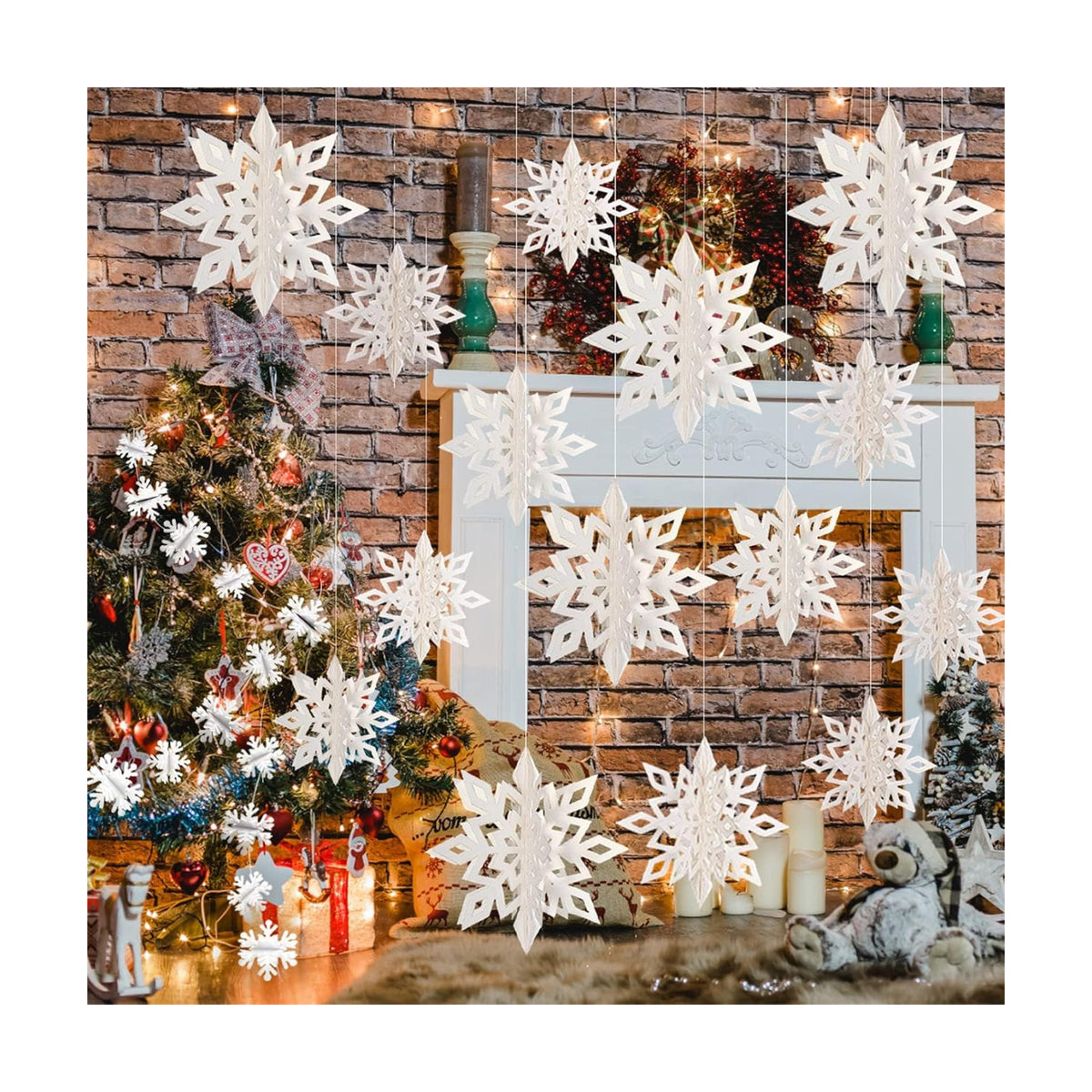 Christmas Hanging Paper Snowflakes for Winter Wonderland Frozen Party Decor