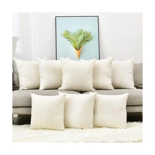 Pack 8 Linen Throw Pillow Covers Set Cushion Case / Beige / 18 x 18 / Set of 8
