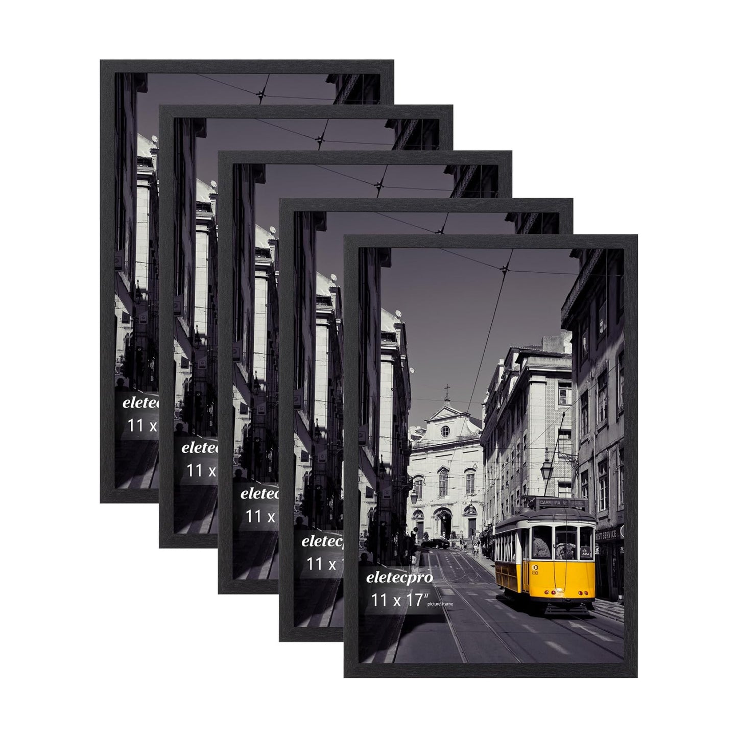 eletecpro 11x17 Picture Frames, Acrylic Cover, Black, Set of 5 | Display Photo 11x17 Photo, Horizontal or Vertical