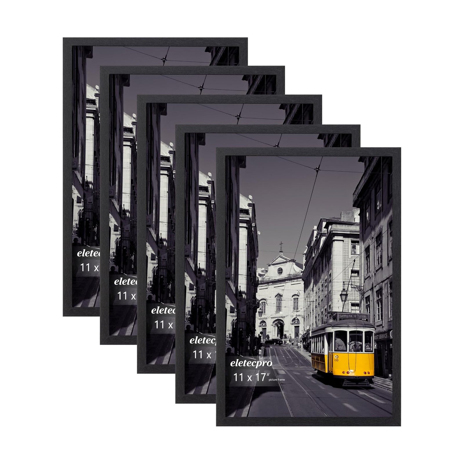 eletecpro 11x17 Picture Frames, Acrylic Cover, Black, Set of 5 | Display Photo 11x17 Photo, Horizontal or Vertical