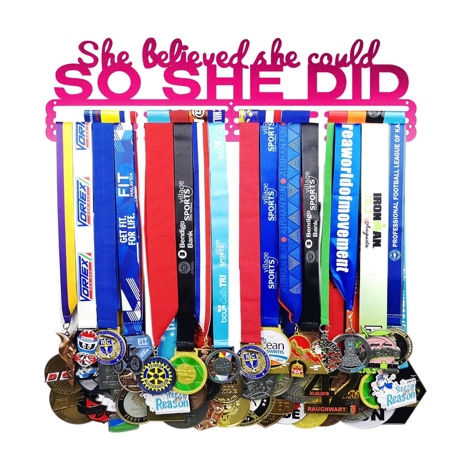 Medal Hanger Holder Display Wall Rack Frame Shelf-Medal Hanger Awards Ribbon Cheer,Gymnastics,Soccer,Softball Holder