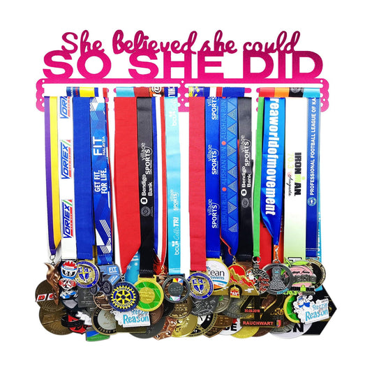 Medal Hanger Holder Display Wall Rack Frame Shelf-Medal Hanger Awards Ribbon Cheer,Gymnastics,Soccer,Softball Holder