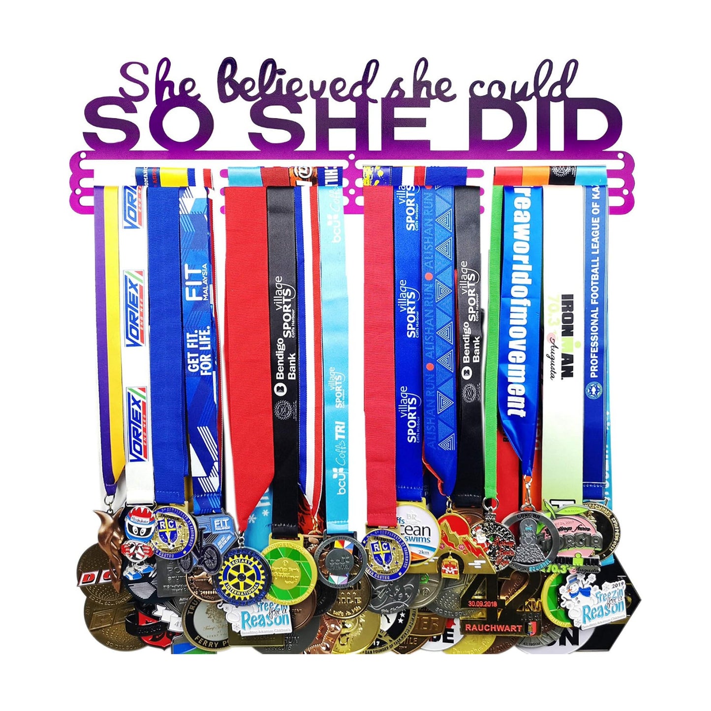 Sports Medal Holder Hanger Display Wall Rack in 16" Long-Medal Hanger Awards Ribbon Cheer,Gymnastics,Soccer,Softball