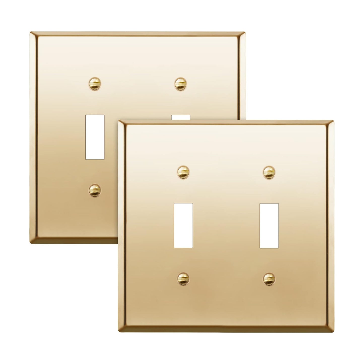 ENERLITES Double Toggle Light Switch Metal Cover, Stainless Steel Wall Plate, Corrosion Resistant, Standard Size 2-Gang