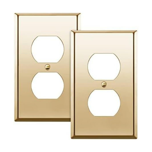 ENERLITES Duplex Receptacle Metal Wall Plate, Stainless Steel Outlet Cover, Corrosion Resistant, Size 1-Gang 4.50" x