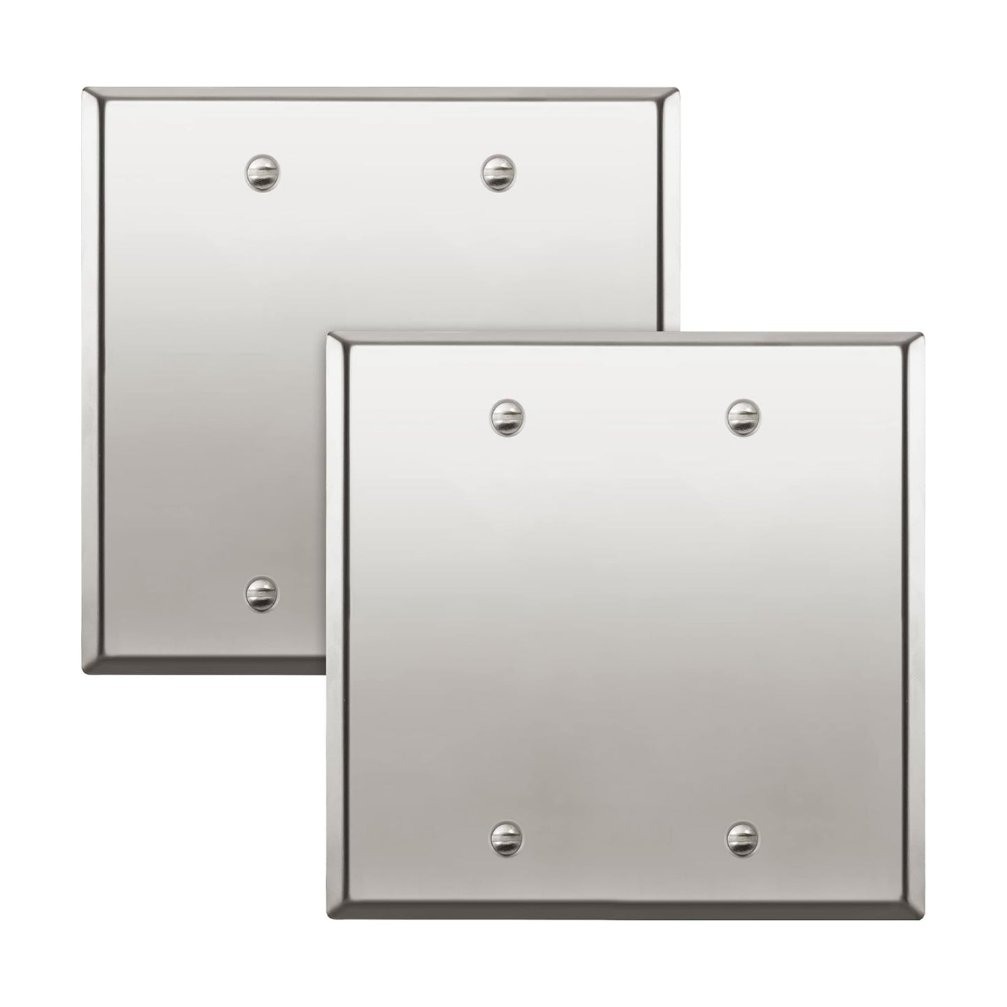 ENERLITES Blank Device Metal Wall Plate, Stainless Steel 201, Corrosion Resistant, Size 2-Gang 4.50" x 4.57"