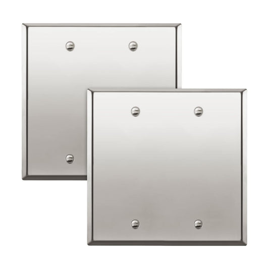 ENERLITES Blank Device Metal Wall Plate, Stainless Steel 201, Corrosion Resistant, Size 2-Gang 4.50" x 4.57"