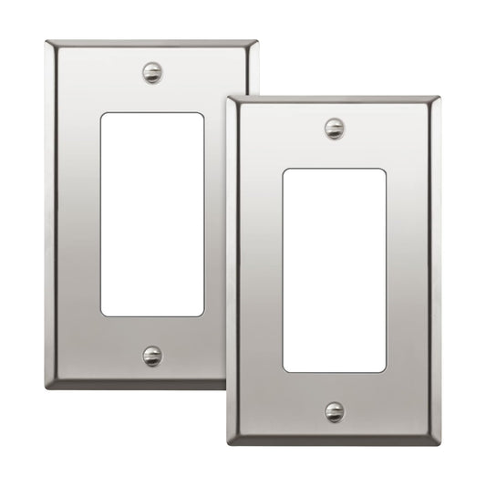 ENERLITES Decorator Switch or Outlet Metal Wall Plate, Stainless Steel 201, Corrosion Resistant, Size 1-Gang 4.50" x