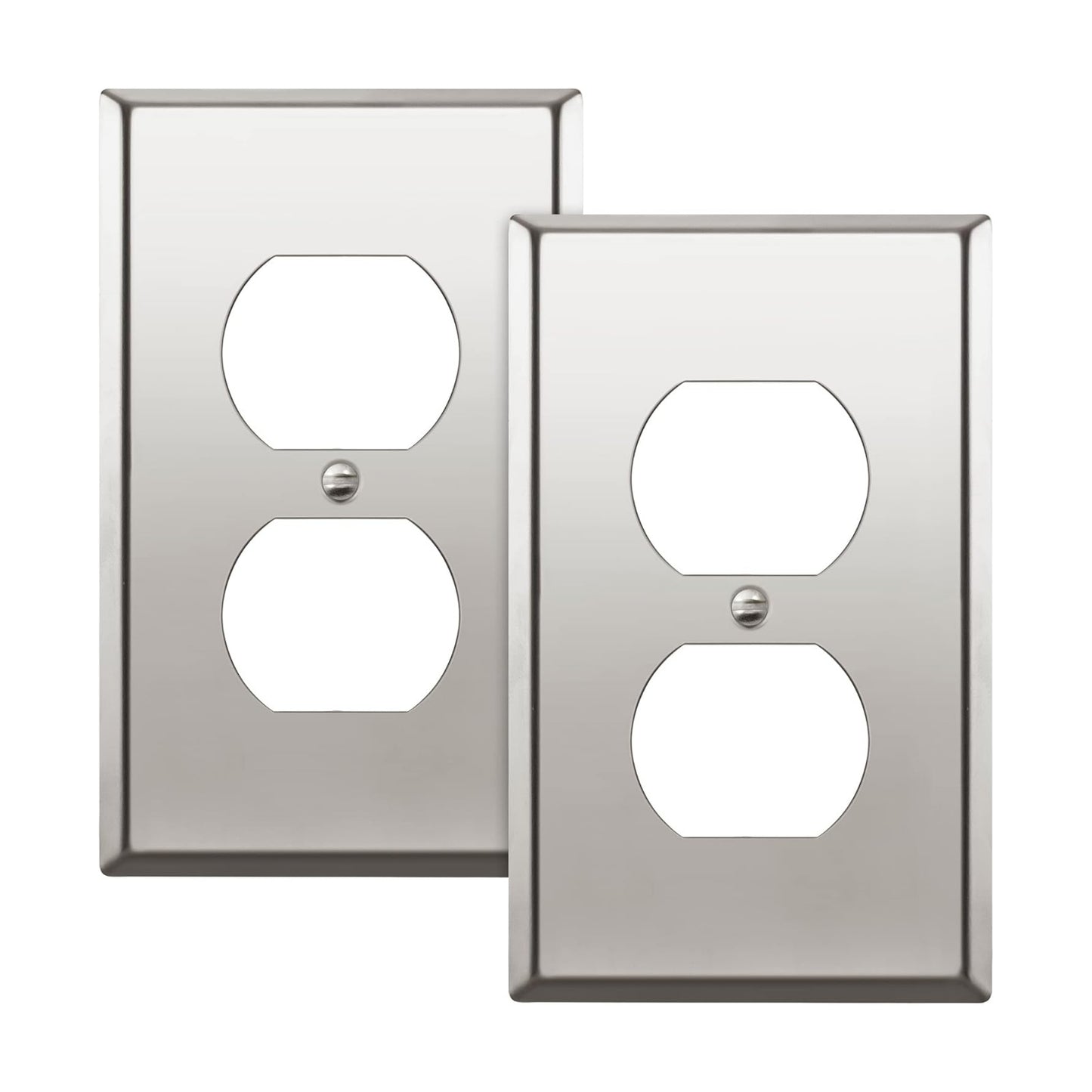 ENERLITES Duplex Receptacle Metal Wall Plate, Stainless Steel Outlet Cover, Corrosion Resistant, Size 1-Gang 4.50" x
